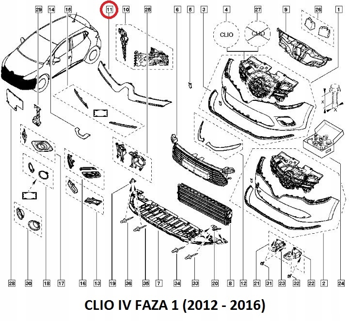 фото №15, Renault clio iv решітка решітка радіатора планка хром перед