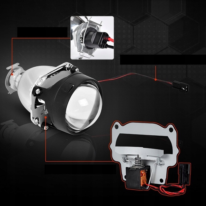 фото №10, 2x линзы h1 h4 h7 2.5 набор линз bi ксенон bi-xenon bi-halogen hid