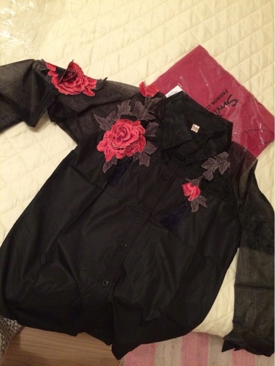 Stylish chiffon women's shirt with flowers NEW XXL 9664447271 Odzież Damska Topy ZE MODCZE-9