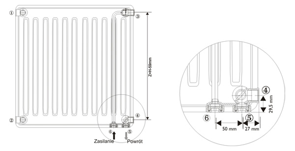 Радиатор prado universal с нижним подключением схема подключения