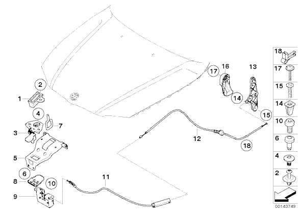 фото №9, Bmw оригінальний номер 51237060529 трос капот кришка двигуна задня