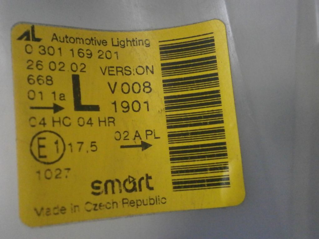 фото №4, Smart fortwo i lift 03- лампа передня перед ліва