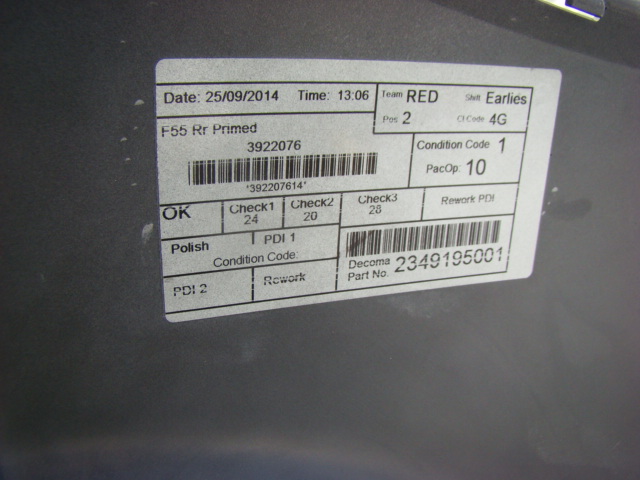 фото №6, Mini cooper f-55 -бампер задняя задний